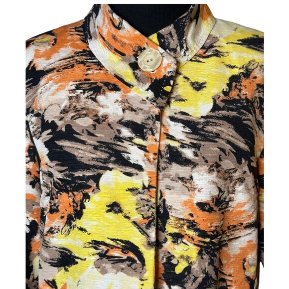 David Brooks vintage orange yellow print silk blazer jacket size Medium - Picture 8 of 16